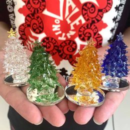 Arts and Crafts Exquisite Christmas Crystal Tree Miniature Figurine Glass Christmas Tree Ornament Christmas Crystal Craft Home Decor Kids Gift YQ240119