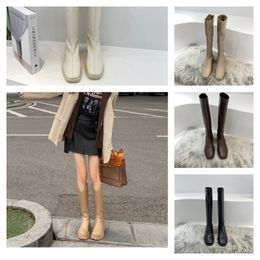 short boots Belt buckle Metal women Shoes Classic Thick heels Leather designer shoe High heeled Fashion Diamond Lady boot Large