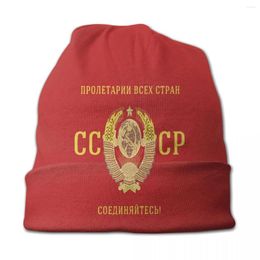 Berets CCCP USSR Russia Skullies Beanies Hats Spring Unisex Ski Caps Warm Thermal Elastic Bonnet Knit Hat