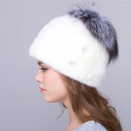 Berets JKP Female With Hat For Women Warm Winter Whole Animal Cap In DHY18-02