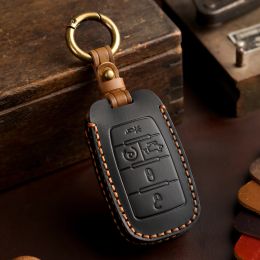 Car Key Case Genuine Leather Cover for Jeep Renegade Grand Cherokee Dodge Charger Ram 1500 2500 3000 Challenger Chrysler Journey