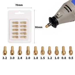 Electric Grinding Accessories 10Pcs 3.2mm-0.5mm Mini Drill Brass Collet Chuck For Dremel Rotary Tool Engraving Pen Copper Core