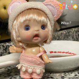 10cm Mini Bjd Doll for Girls OB11 Dolls Clothes Cute Surprise Toy Kawaii Face Body Full Set Kids 2 to 4 6 Year Old 240119