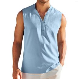 Men's Tank Tops Male Summer Sleeveless Beach Shirts For Casual Henley Top Men Loose Fit
