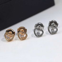 Stud 2023 New hot sellsingle diamond revolvable heart earrings women's fashion luxury brand Jewellery party anniversary gift J240119