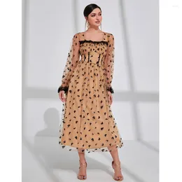 Ethnic Clothing 2024 Spring Summer Mesh Maxi Long Sleeve Dress For Women Fashion Elegant Evening Casual Party Gown Dubai Kaftan Vestido Robe