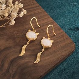 Dangle Earrings Retro Classic Style Southern Imitate Tourmaline Eardrop Simple Natural An Jade Peach Blossom Earings For Women Jewellery