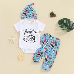 Clothing Sets Western Born Baby Boys Cowboy Outfits Cow Print Letter Bodysuit Long Leggings Cap 3pcs Infant Boy Country Clothes