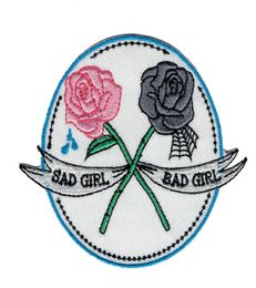 Fashion Rose Flower Sad Girl Bad Girl Embroidered Cartoon Patch Iron On Any Garment DIY Applique Patch Pink Grey Badge G0505 7265139