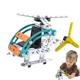 Model Building Kits Mini Helicopters 3D Metal Helicopter DIY Assembly Toy Kids Educational Plane Construction Toy Mechanical Style Ornamentvaiduryb