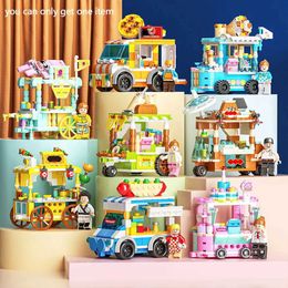 Blocks Brain Boosting Wooden Block Set Ice Car Decoration DIY Mini Street Scene Suitable for Boys and Girls H240522
