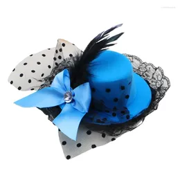 Hair Clips Style Women Bow Lace Feather Mini Top Hat Fancy Fascinator Party Dropship