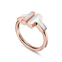 Designer Double T Plated Womens Mens Wedding Pearl Diamond Ring Stainless Steel Sier Rose Gold Anniversary Christmas Gift