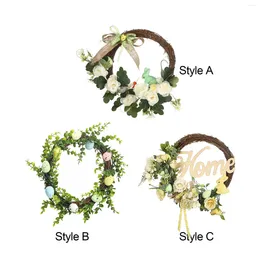 Decorative Flowers Easter Wreath Decoration Ornament Hanging Spring Door For Front Porch Holiday Celebration Party