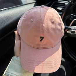 Ball Caps 2024 Korean Version Number 7 Letter Embroidery Baseball Cap For Men Outdoor Simple Fashion Ladies Sunscreen Dome Sun Hat