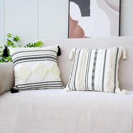 Pillow Boho Cotton And Linen Cover Geometric Thread Crochet Throw Living Room Bedroom Pillowcase