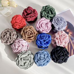 Fabric Cloth Rose Flower Hair Claw Clips For Women Girls Hair Clip Barrette Plastic Shark Hair Clamps Headwear Hair Accessories 3026