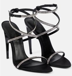 Summer Top Elgant Opyum Sandals Shoes Crystal-embellished Ankle Strappy High Heels Party Dress Wedding Lady Elegant Walking EU35-43
