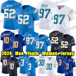 #52 Khalil Mack football jersey #10 Justin Herbert Derwin James Jr Keenan Allen Austin Ekeler Quentin Johnston Mike Williams J.C. Jackson Zion Johnson Joey Bosa jerseys