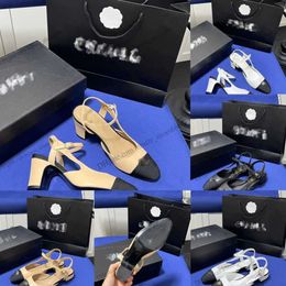 Designer Classic sandals High Quality Womens wedding dress shoes summer chunky thick heels fashion round head slides leather Platform pumps professional AAA