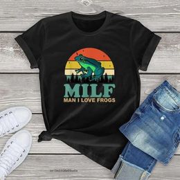 Shirts Cotton Frog Vintage Tshirts Women Mens Tops Milf Man I Love Frogs Amphibian Lovers Tshirts Unisex Clothes Fashion Girls Tees