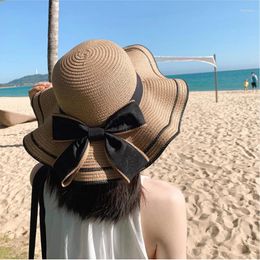 Wide Brim Hats Simple Foldable Floppy Girls Straw Hat Sun Protection Beach Women Summer UV Protect Travel Cap Lady Female