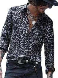 Men's Casual Shirts Shirt 2024 Spring/summer Button Printed With Lapel And Leopard Print Long Sleeved