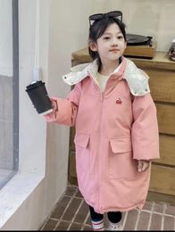 Down Coat 2024 Winter Thick Cotton Coats For Girls Hooded Jackets Kids Outerwear Clothing Baby Long Warm Parka Snowsuit CH28