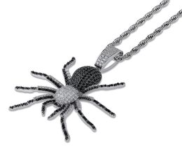 Hip Hop Iced Out Spider Design Pendant Necklace with Micropave Simulated Diamond Mens Bling Party Jewelry6400506