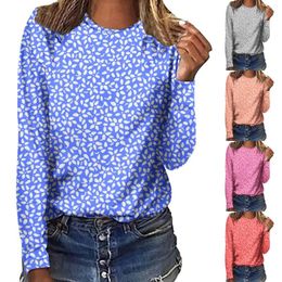 Women's Blouses Floral Print Round Neck Long All Cotton Tunics Womens Exercise Tops Tee Shirt For Women Ladies Tunic