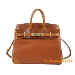 40cm Handbags Men's Old Handmade Leather Bags American Style Handmade Leather Small Handbag One Shoulder Handheld 40 Large Bag HB 9ZBF