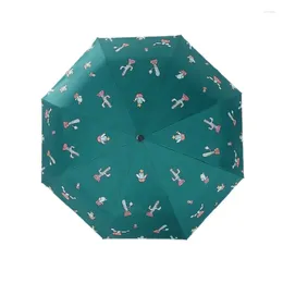 Umbrellas Automatic Umbrella Rain Women Lovely Folding Windproof Black Coating Anti UV Parasol Women's