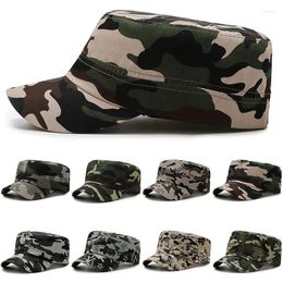 Berets Men Women Flat Top Hat Camo Outdoor Military Hats Four Seasons Adjustable Snapback Sport Caps Sun Unisex Cadet Army