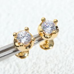 Stud Earrings Charm Outstanding V Gold 1Ct Gems Dazzling Moissanite Crown 18k Platinum Plated Accessories For Women