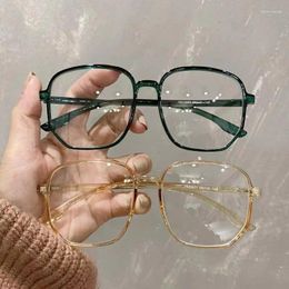 Sunglasses Trend Simplicity Fashion Anti Blue Light Glasses Big Square Frame Transparent Plain Glass Spectacles Women Men