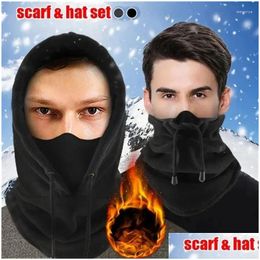 Motorcycle Helmets Winter Cycling Cap P Fleece Thicken Warm Windproof Bomber Hat Outdoor Sports Ski Mask Caps Bicycle Neck Drop Delive Dh9Wg