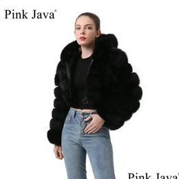 Womens Fur Faux Pink Java 20032 Arrival Women Coat Winter Luxury Clothing Real Natural Jacket Short Hood 231116 Drop Delivery Apparel Dhpcy