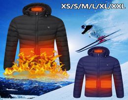 Unisex Heated Jackets USB Electric heating jacket heating plate outdoor sports coat winter coat with cap Black Hooded Jackets 20119384047