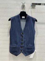 Women's Jackets Denim Waistcoat! Equestrian Style Stand-up Collar Waist Version. Temperament Age Reduction Girl Advanced And Fashionable
