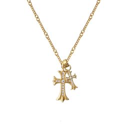 2024 Designer Brand Cross CH Necklace for Women Chromes Diamond Inlaid Double Gold Lovers Bamboo Sweater Chain Heart Men Classic Jewelry Pendant Neckchain 4FDP