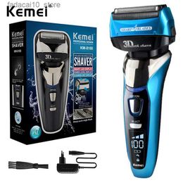 Electric Shavers Kemei 8150 Wet Dry 3 Speed Rechargeable Electric Shaver For Men Beard Electric Razor Facial Shaving Machine 4-Blade System Q240119