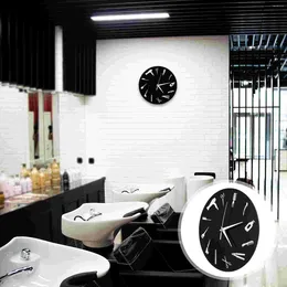 Wall Clocks Black Record Clock Non- Ticking Silent Barber Shop Business Sign Watch Hair Salon Hairdresser