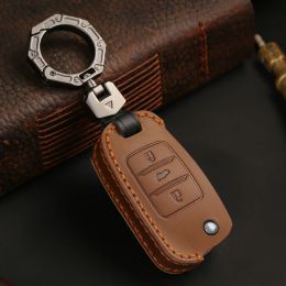 Genuine Leather Car Key Cover for Changan CS75 Eado CS35 Raeton CS15 V3 V5 V7 Keyring Shell Fob Case Holder Cowhide