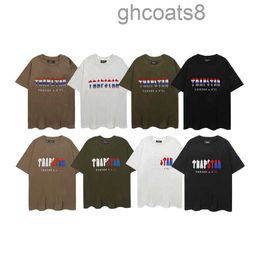 Trapstar T-shirts Men Designer White t Shirt Rainbow Towel Embroidery Decoding T-shirt Man Womens Tees Casual Loose Street Clothes P09X CW4H