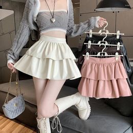 Skirts PU Leather Mini High Waist Black Pink Pleated Skirt Streetwear Girls Women Short Sweet Clothes