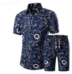 2020 Summer Fashion Floral Print Shirts MenShorts Set Men Short Sleeve Shirts Casual Men Clothing Sets Tracksuit Plus Size 5XL9782038