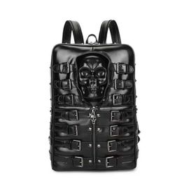 Fashion Personality Skull Bag Black Punk Bag Niche Design Shoulder Bag Large Capacity Backpack Carry Bag 012724a