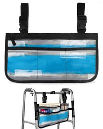 Storage Bags Blue Gray Abstract Art Oil Painting Texture Wheelchair Bag Armrest Side Electric Scooter Walking Frame Pouch