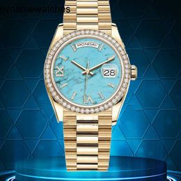 Rolaxs Watch Designer Daydate Quartz Movement Clean Factory Moissanite High Quality Womens Designer Mechanical Day Date 3641mm Steel Diamond Bezel Go