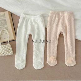 Trousers 2023 Winter New Baby Plus Velvet Thick Leggings Toddler Girl Cute Flower Pantyhose Infant Warm Trousers Newborn Clothes H240508